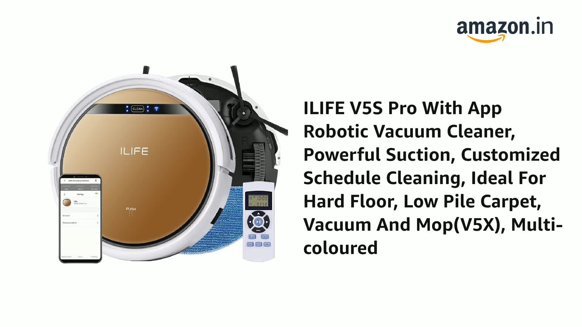 ILIFE V5S Pro With App Robotic Vacuum Cleaner, Powerful Suction